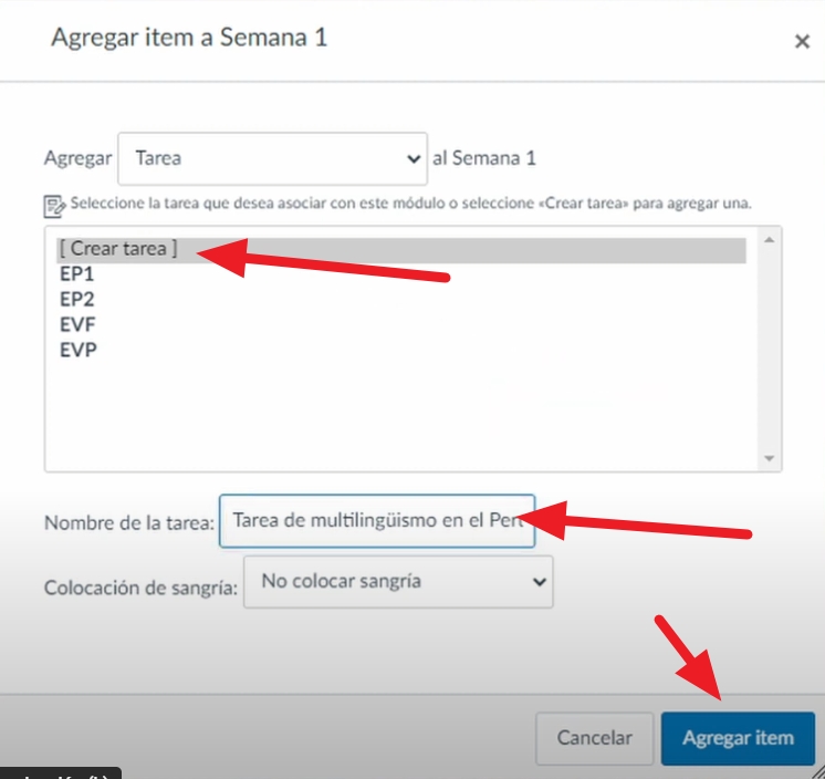 Creación de una Tarea