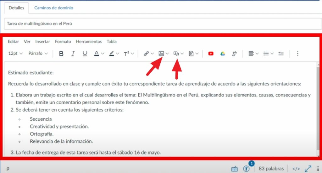 Edición de la Tarea