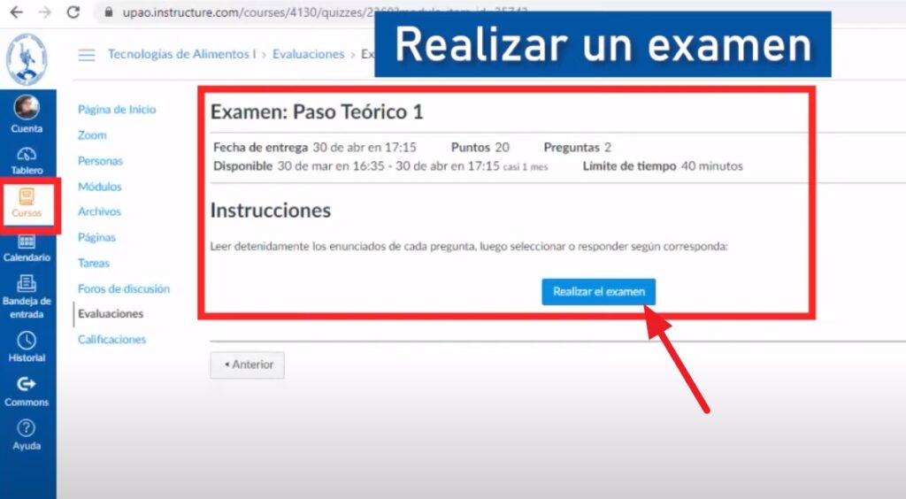 Realizar un examen