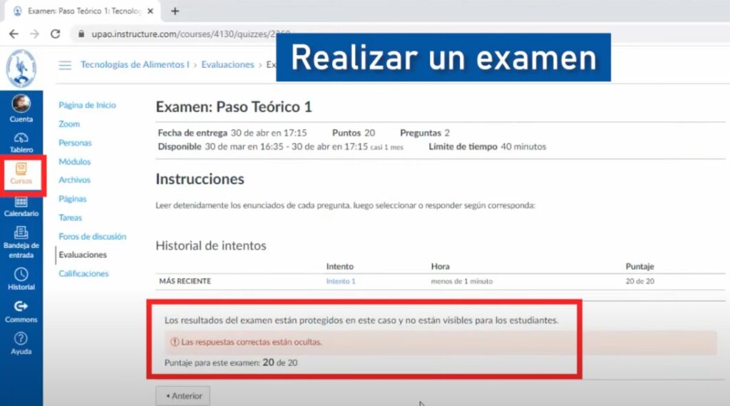 Realizar un examen